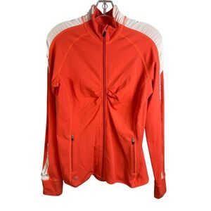 Straight Down Jacket Womens Medium Orange White Full Zip Golf Made in USA Active